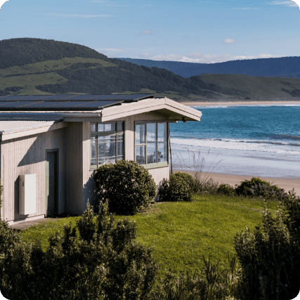 Oceanfront house with solar roof