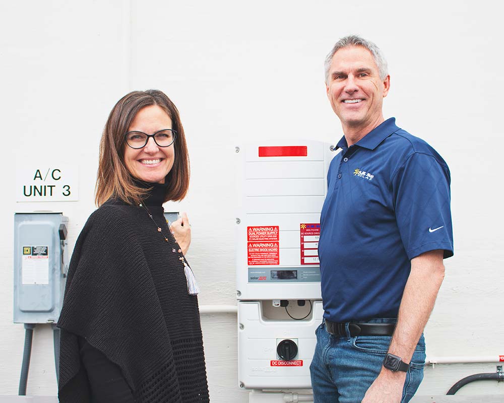 Jennifer Smith, Executive Director of the Paso Robles Children's Museum and Glen Covert, Partner at A.M. Sun Solar in Paso Robles